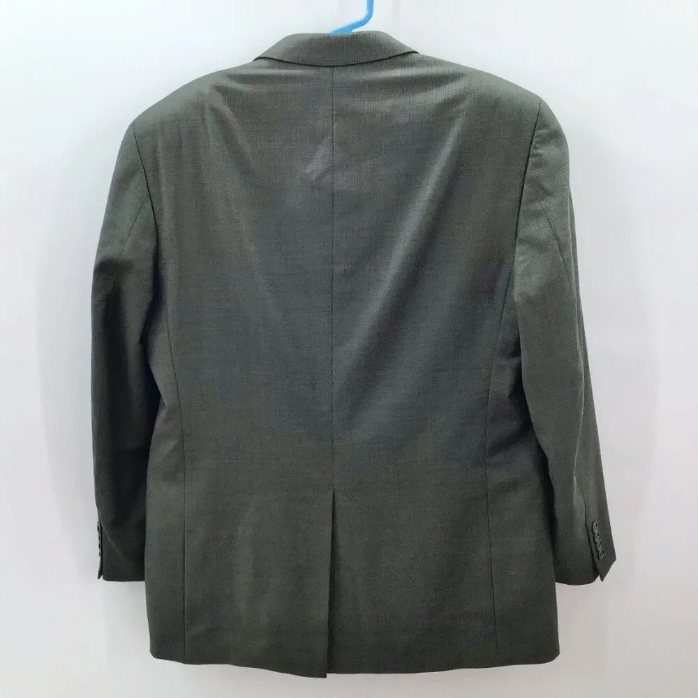 Mens Jones New York Suit 40R Pants 35/28.5 Wool Cashmere Blend Green Houndstooth - Picture 3 of 16